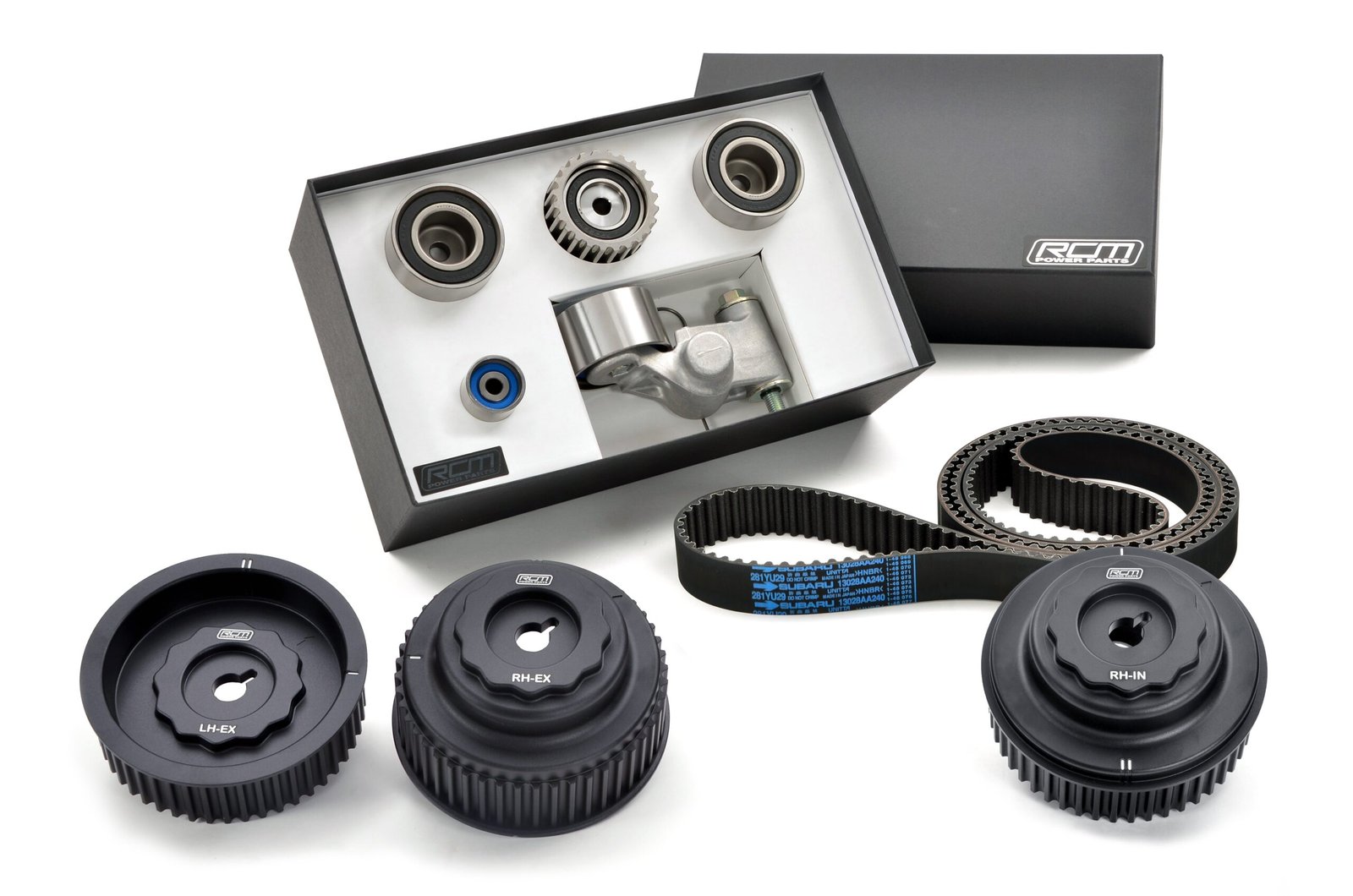 RCM - Genuine Timing Belt Kit & RCM Triple Alloy Camshaft Pulley Upgrade Kit 2002MY+ EJ20/22/25